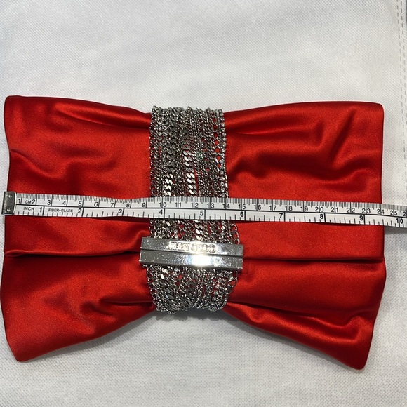 Jimmy Choo red satin clutch on the silver chain - Picture 16 of 16